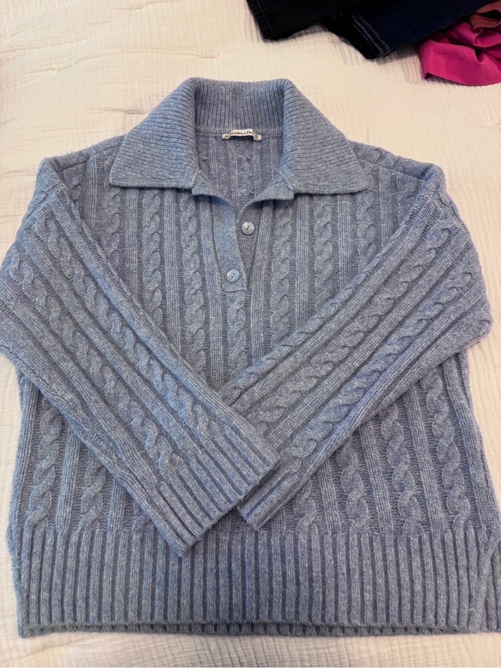 Abercrombie and fitch light Blue Cable Knit Sweater super soft